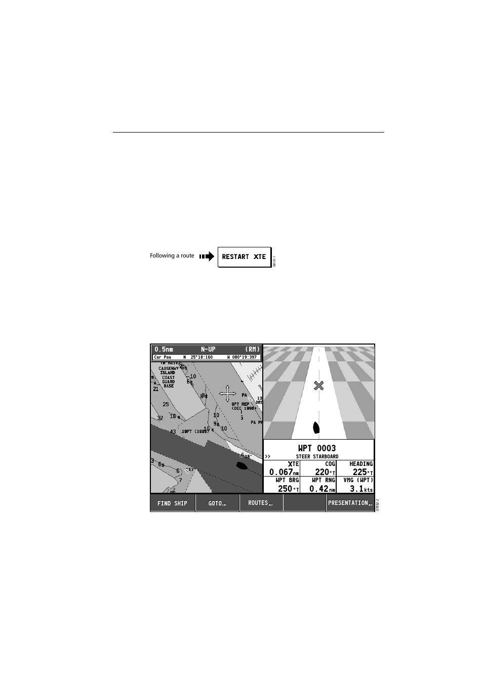 Using cross track error (xte), Using the course deviation indicator (cdi), Wpt 0003 | Raymarine A65 User Manual | Page 87 / 100