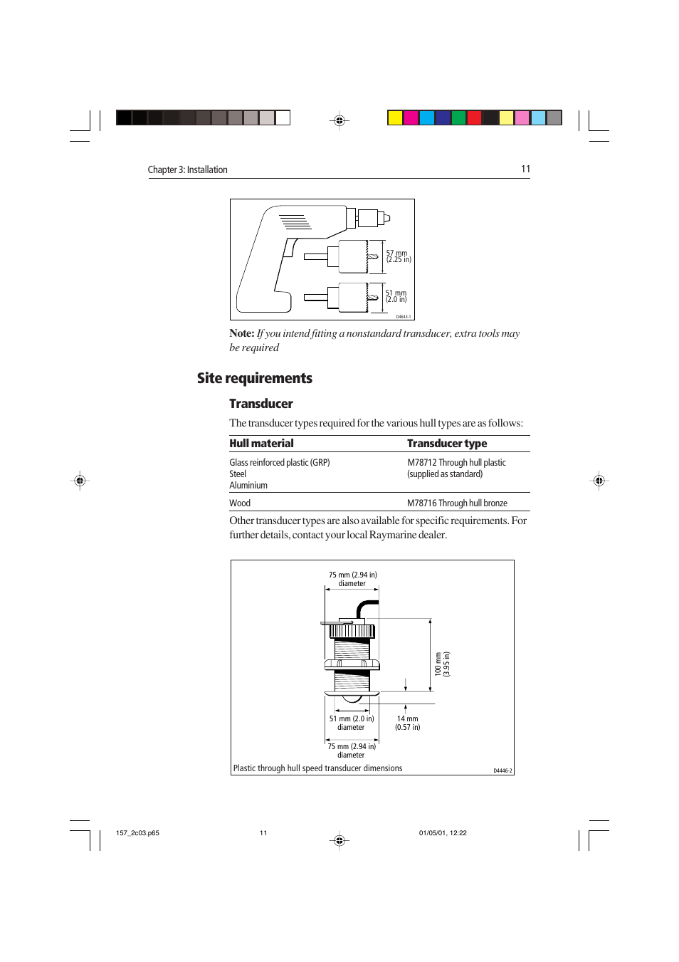 Site requirements, Transducer | Raymarine ST40 User Manual | Page 20 / 43