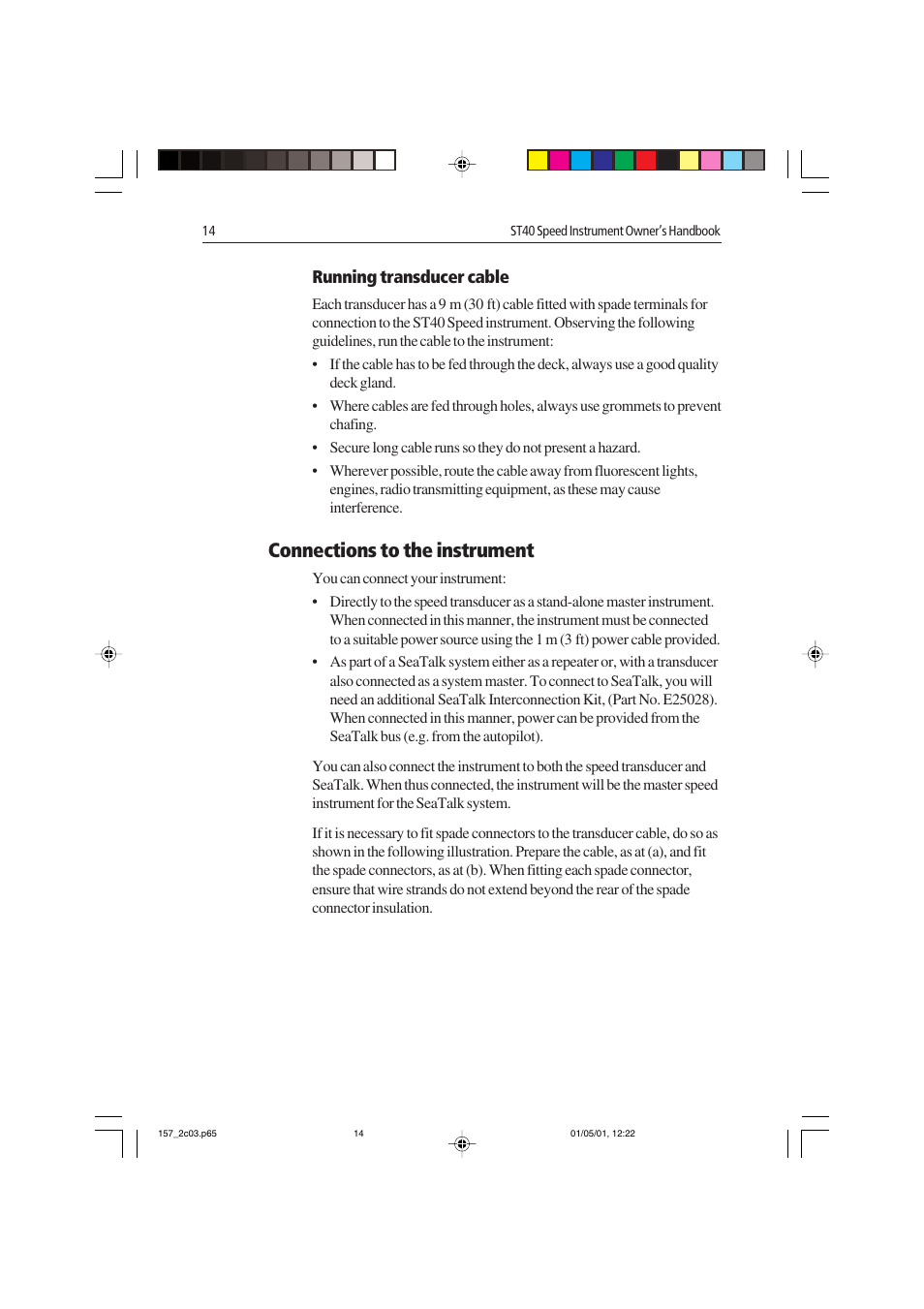 Connections to the instrument | Raymarine ST40 User Manual | Page 23 / 43