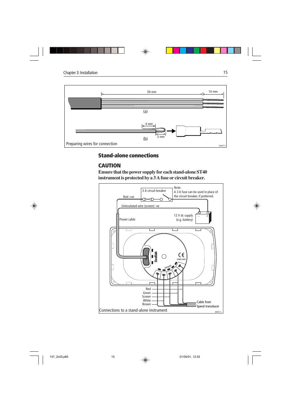 Stand-alone connections caution | Raymarine ST40 User Manual | Page 24 / 43