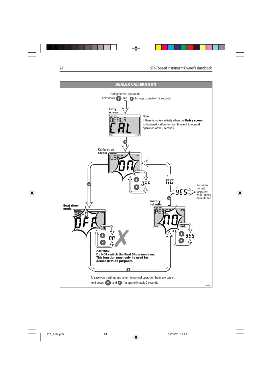 24 st40 speed instrument owner’s handbook, Dealer calibration | Raymarine ST40 User Manual | Page 33 / 43