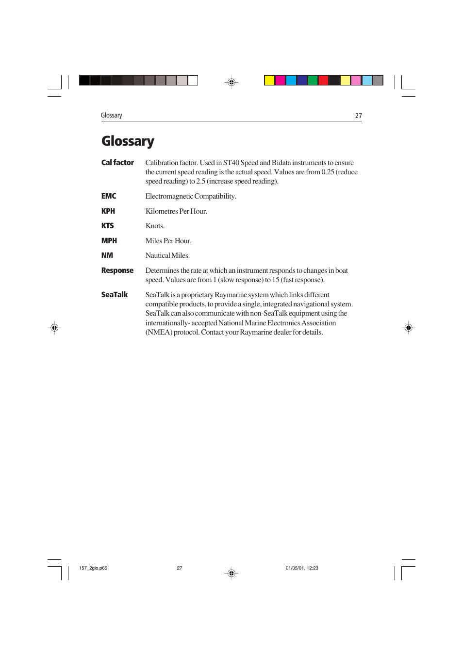 Glossary | Raymarine ST40 User Manual | Page 36 / 43