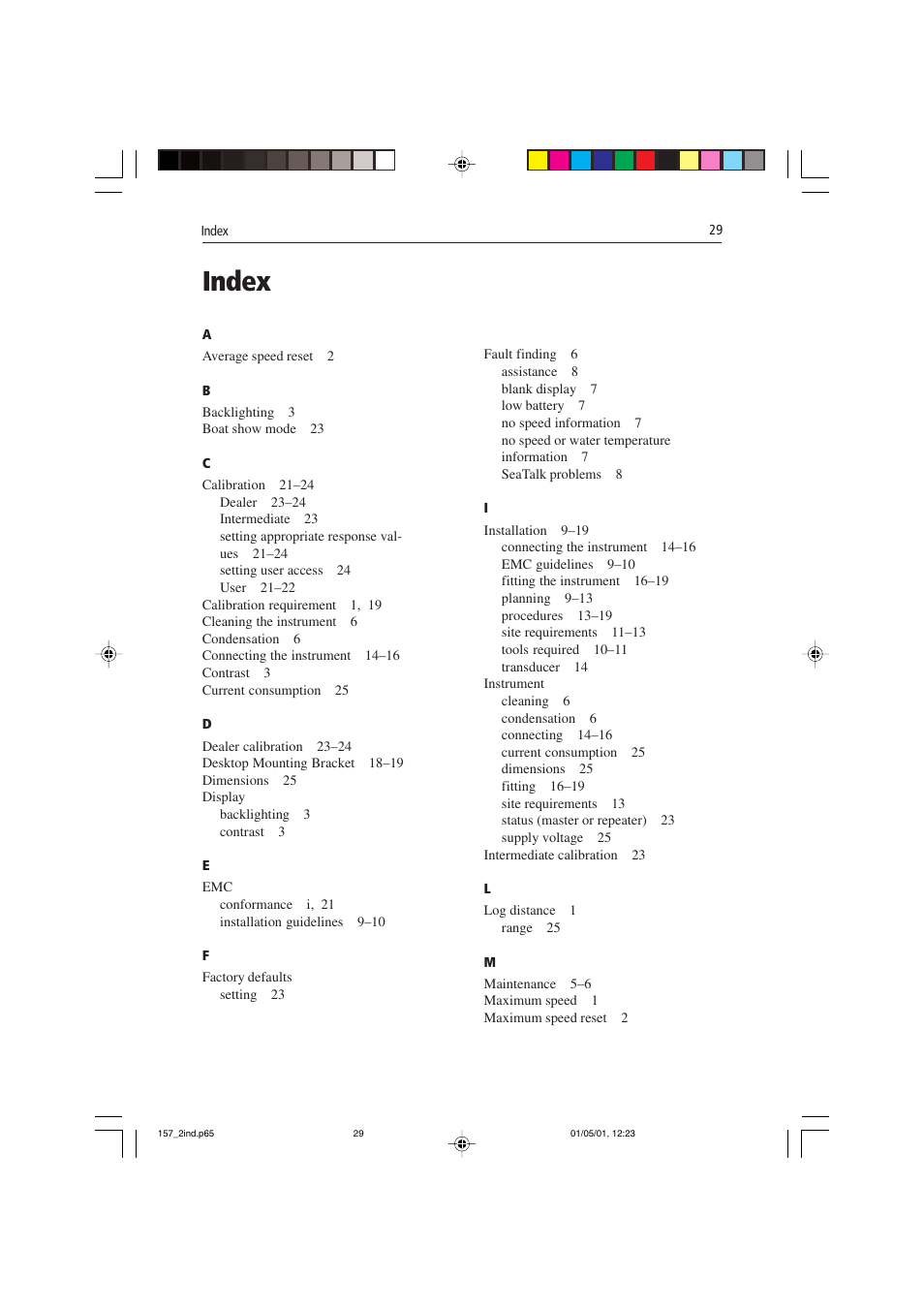 Index | Raymarine ST40 User Manual | Page 38 / 43