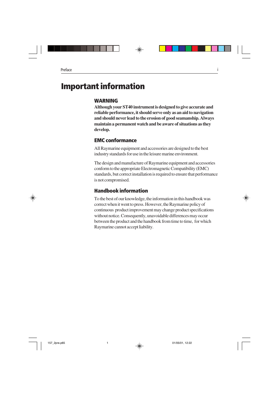 Important information | Raymarine ST40 User Manual | Page 4 / 43
