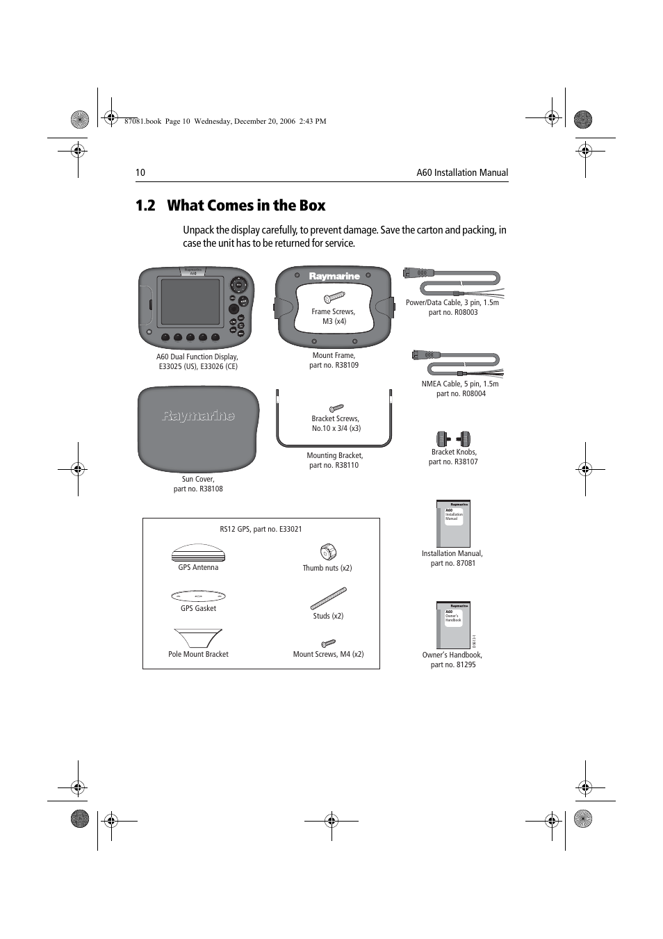 2 what comes in the box | Raymarine A60 User Manual | Page 10 / 50