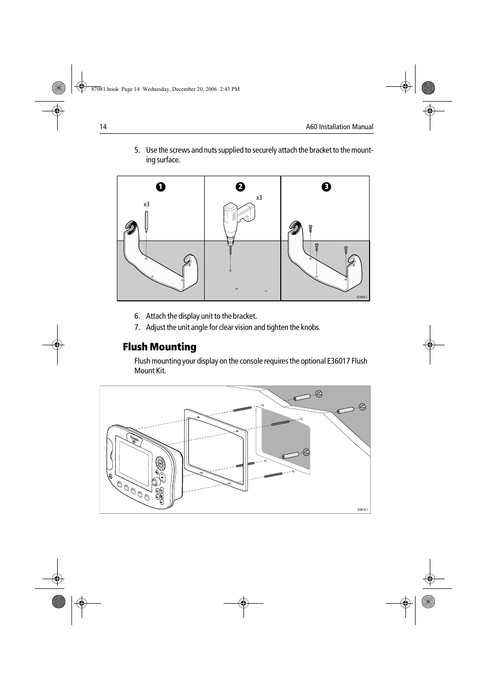 Flush mounting | Raymarine A60 User Manual | Page 14 / 50