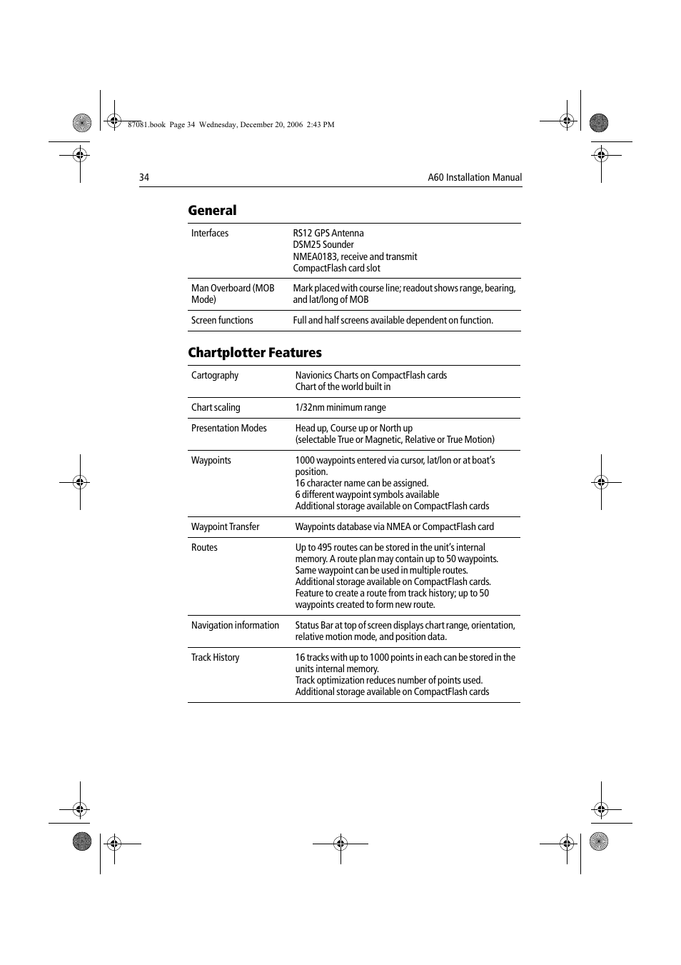 Chartplotter features, General | Raymarine A60 User Manual | Page 34 / 50