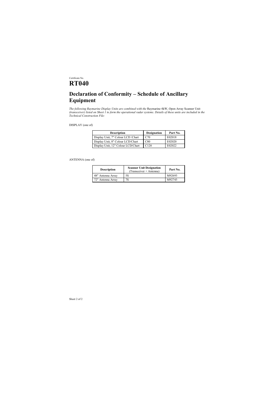 Rt040 | Raymarine Pathfinder Radar Scanner User Manual | Page 20 / 90