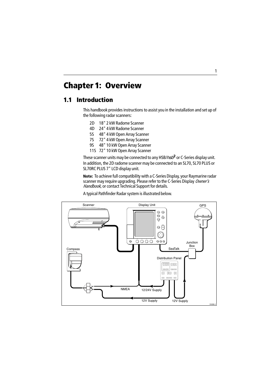 Chapter 1: overview, 1 introduction | Raymarine Pathfinder Radar Scanner User Manual | Page 29 / 90