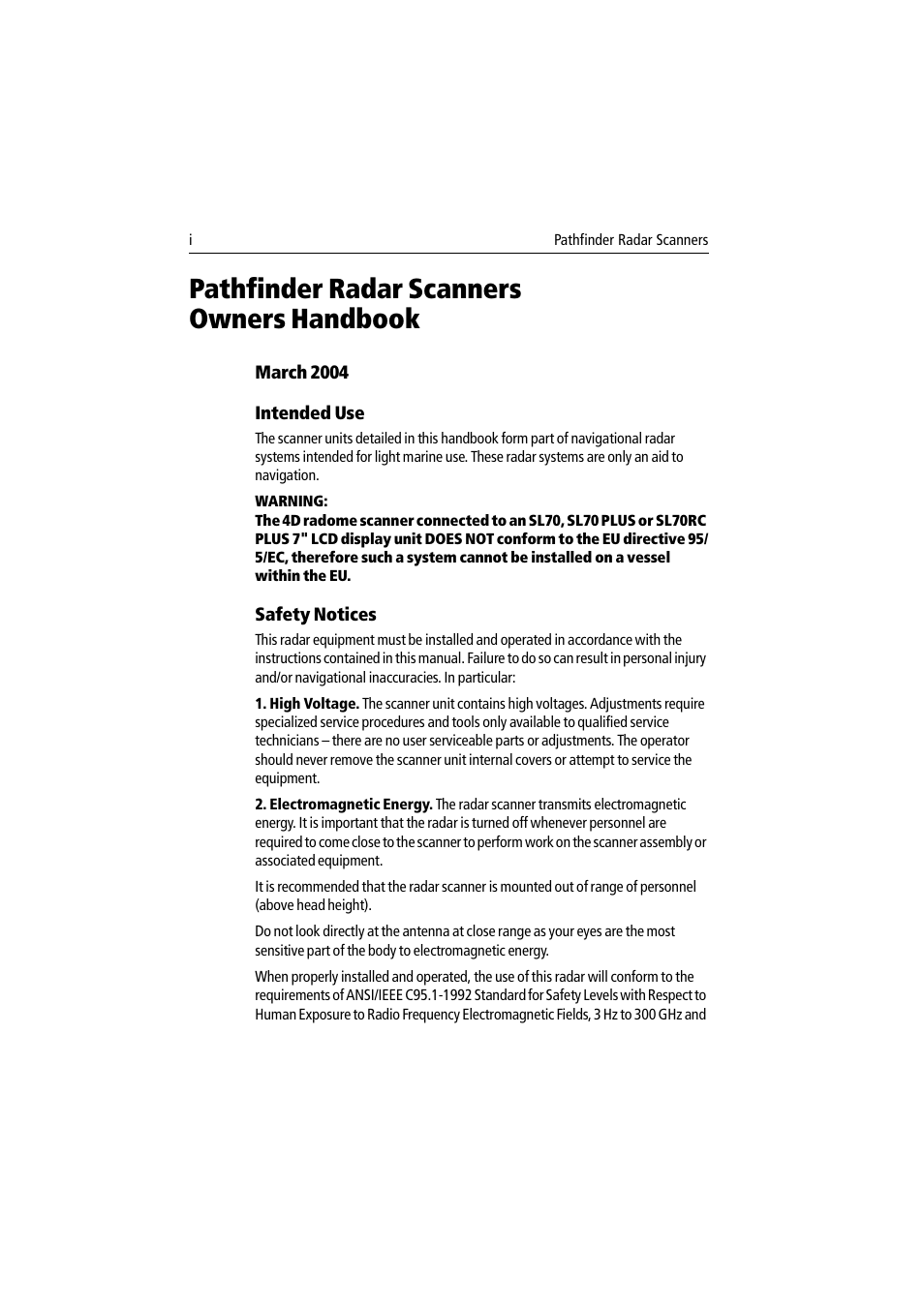Pathfinder radar scanners owners handbook | Raymarine Pathfinder Radar Scanner User Manual | Page 3 / 90