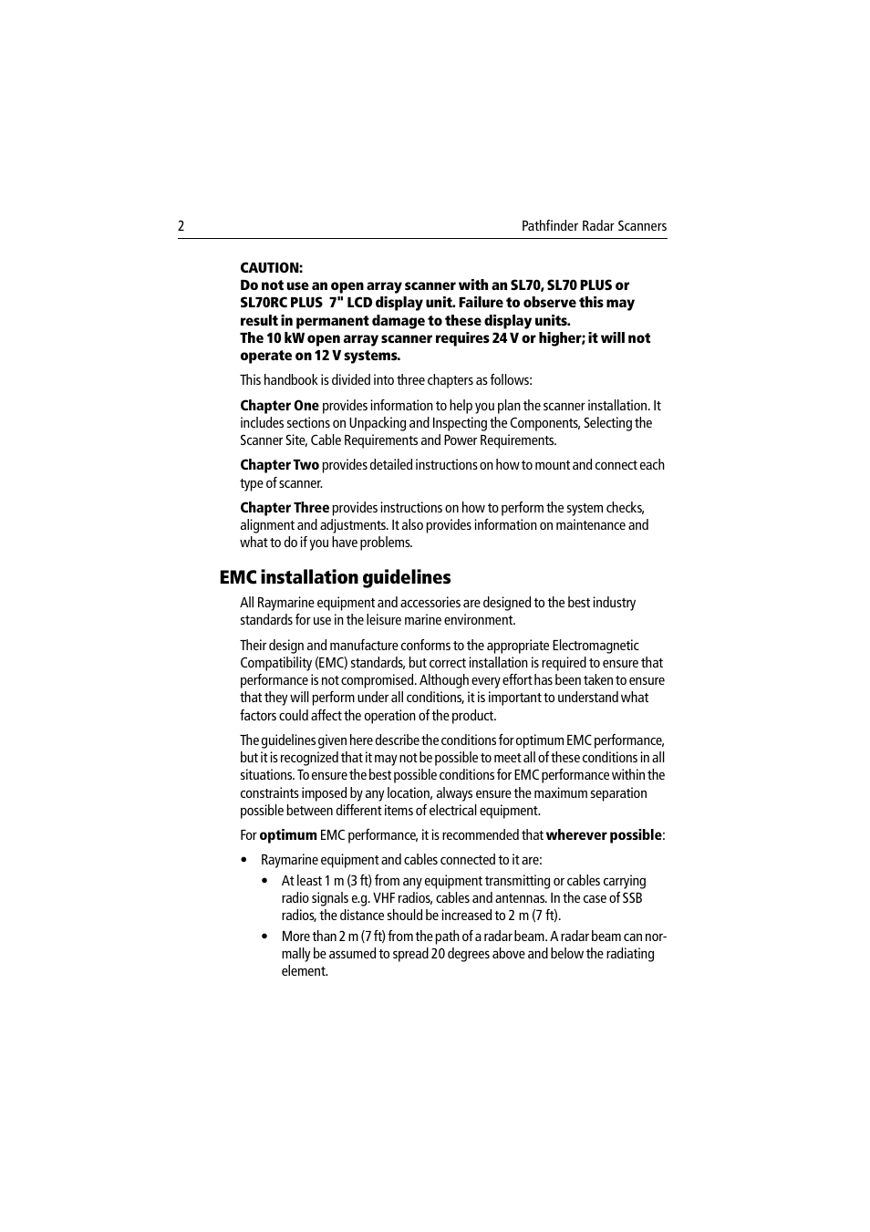 Emc installation guidelines | Raymarine Pathfinder Radar Scanner User Manual | Page 30 / 90