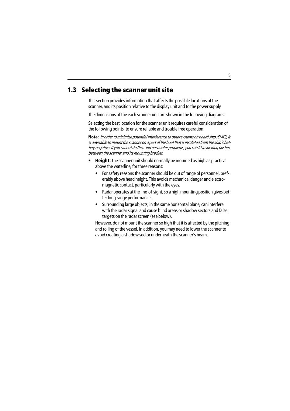 3 selecting the scanner unit site | Raymarine Pathfinder Radar Scanner User Manual | Page 33 / 90