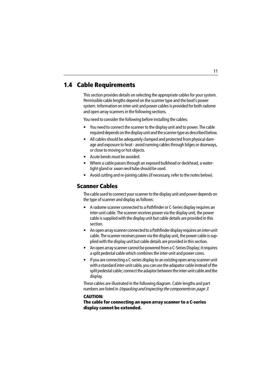 4 cable requirements, Scanner cables | Raymarine Pathfinder Radar Scanner User Manual | Page 39 / 90