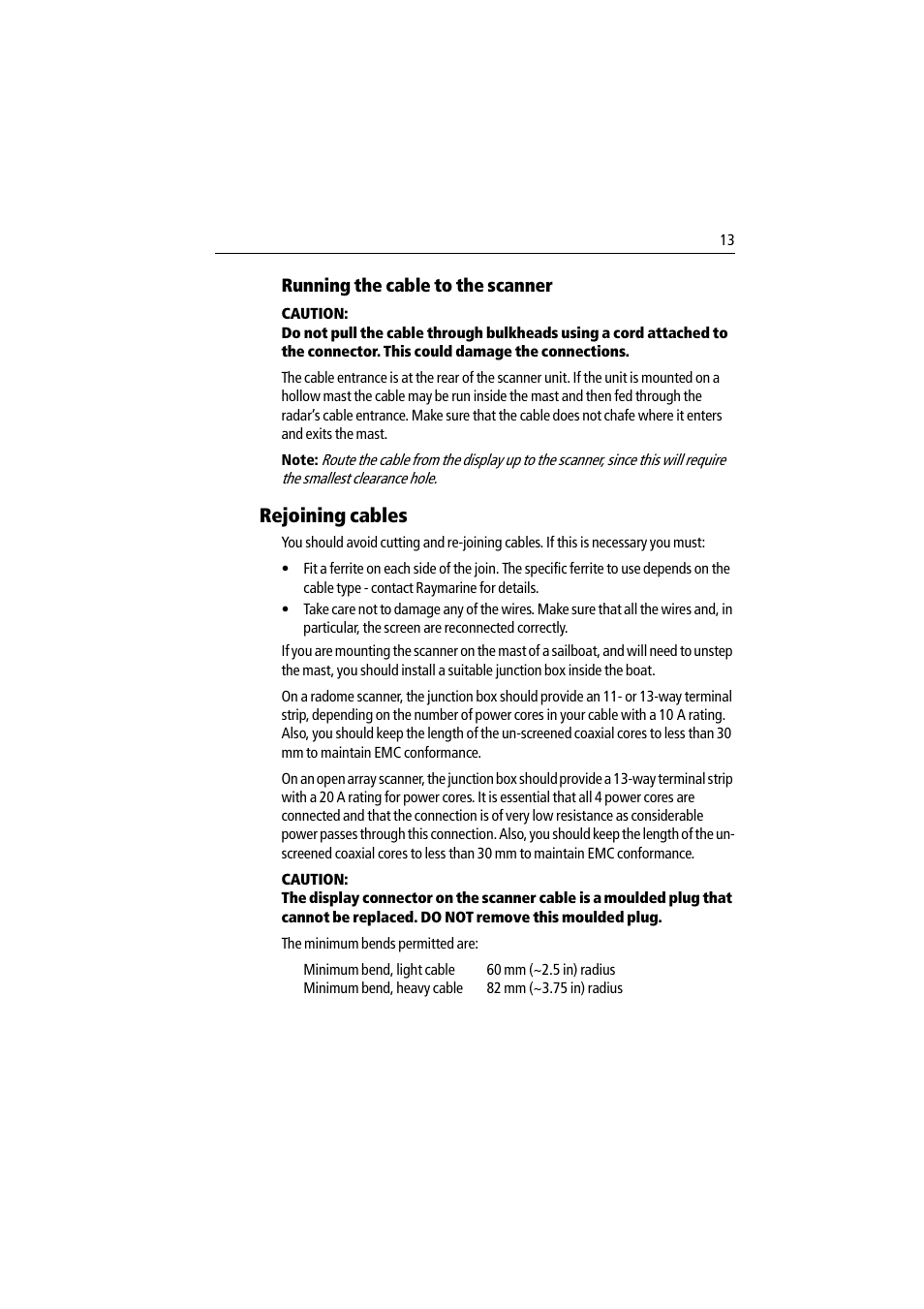 Rejoining cables, Running the cable to the scanner | Raymarine Pathfinder Radar Scanner User Manual | Page 41 / 90