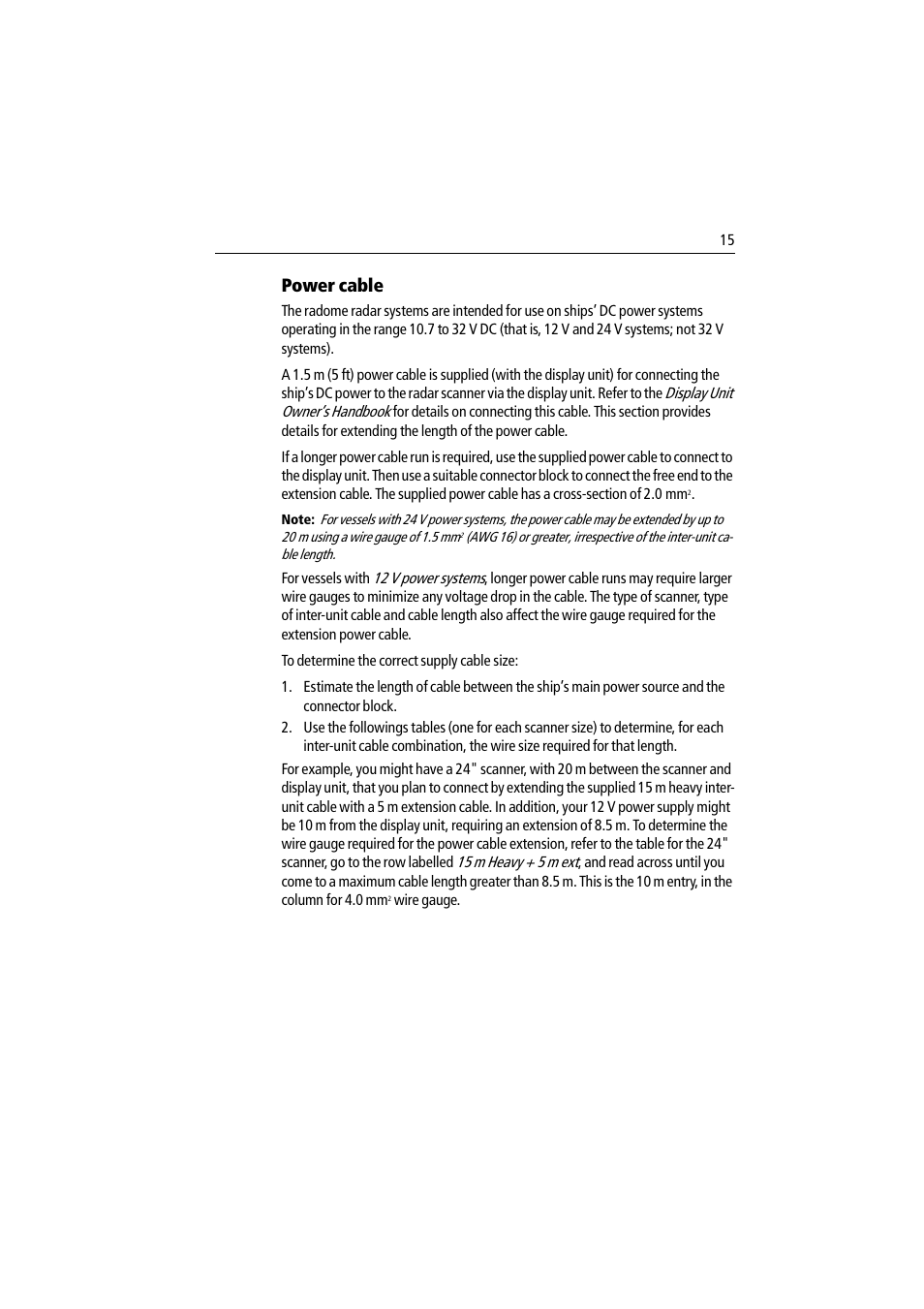 Power cable | Raymarine Pathfinder Radar Scanner User Manual | Page 43 / 90