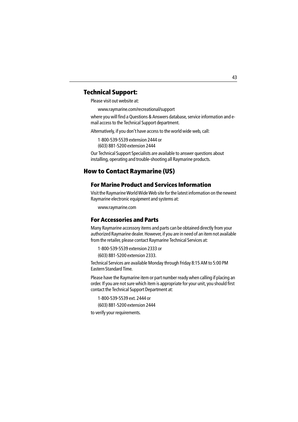 Technical support, How to contact raymarine (us) | Raymarine Pathfinder Radar Scanner User Manual | Page 71 / 90