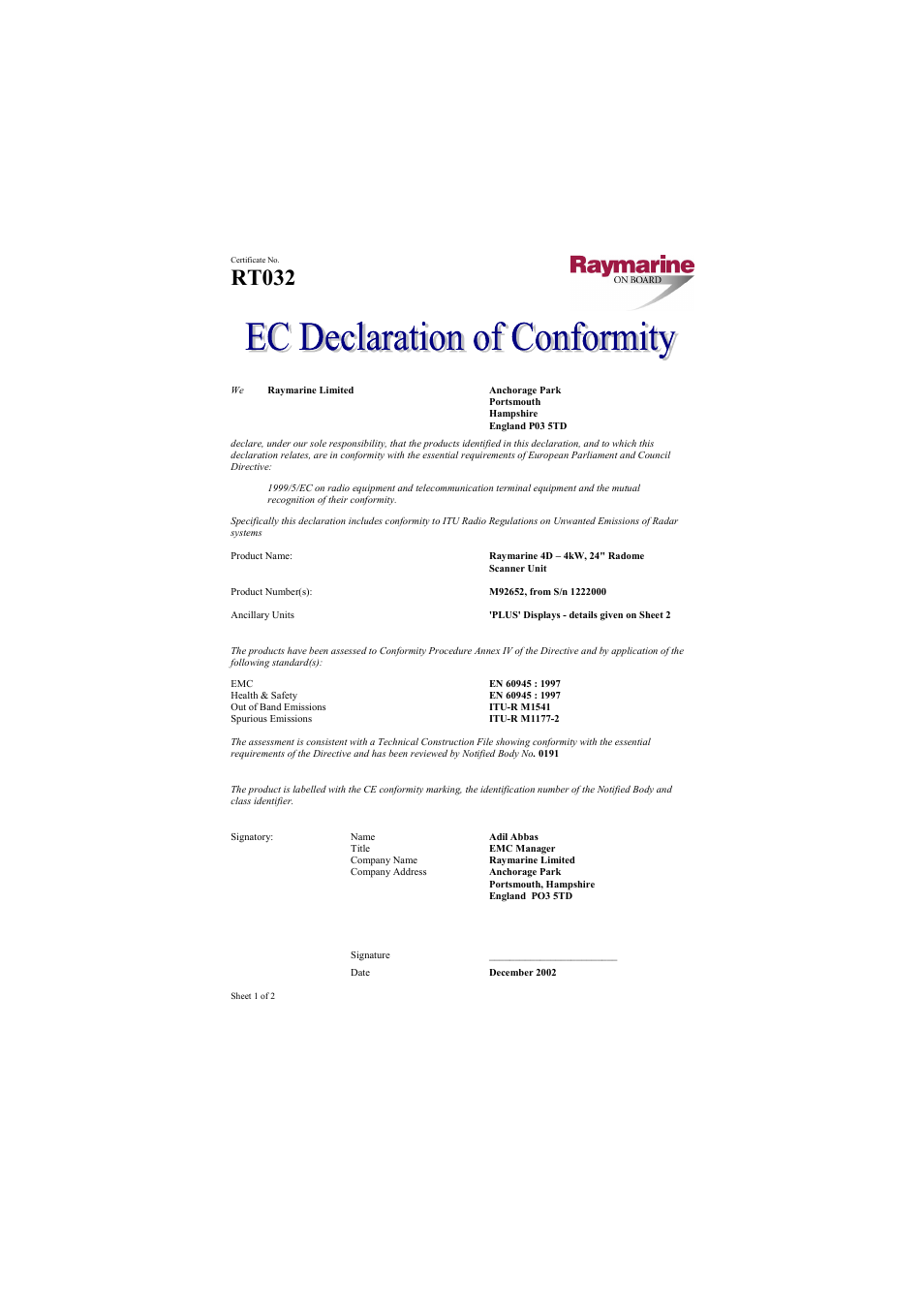 Rt032 | Raymarine Pathfinder Radar Scanner User Manual | Page 9 / 90