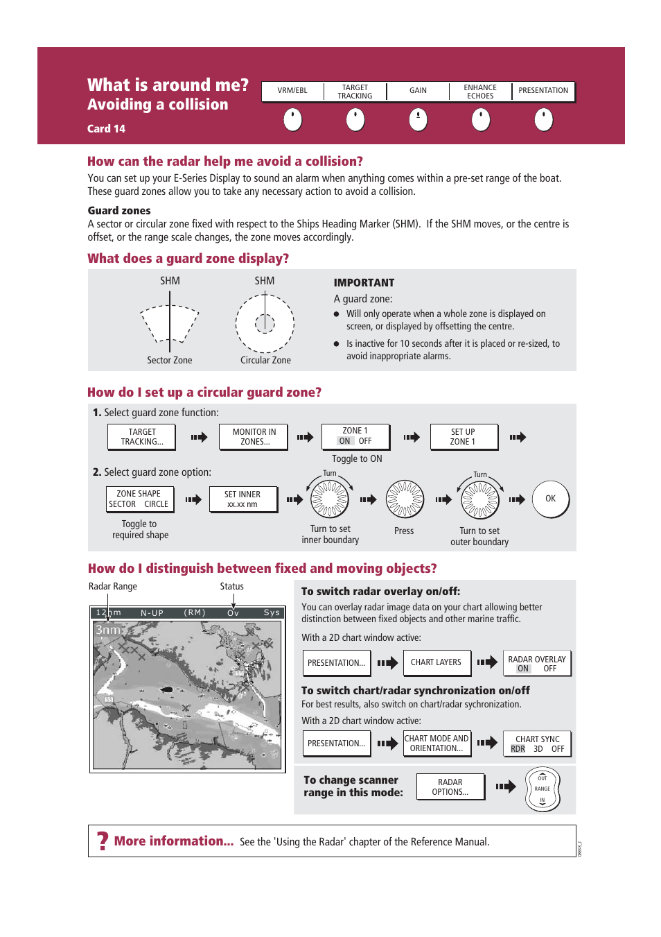What is around me, Avoiding a collision, What does a guard zone display | How can the radar help me avoid a collision | Raymarine Marine RADAR User Manual | Page 15 / 26