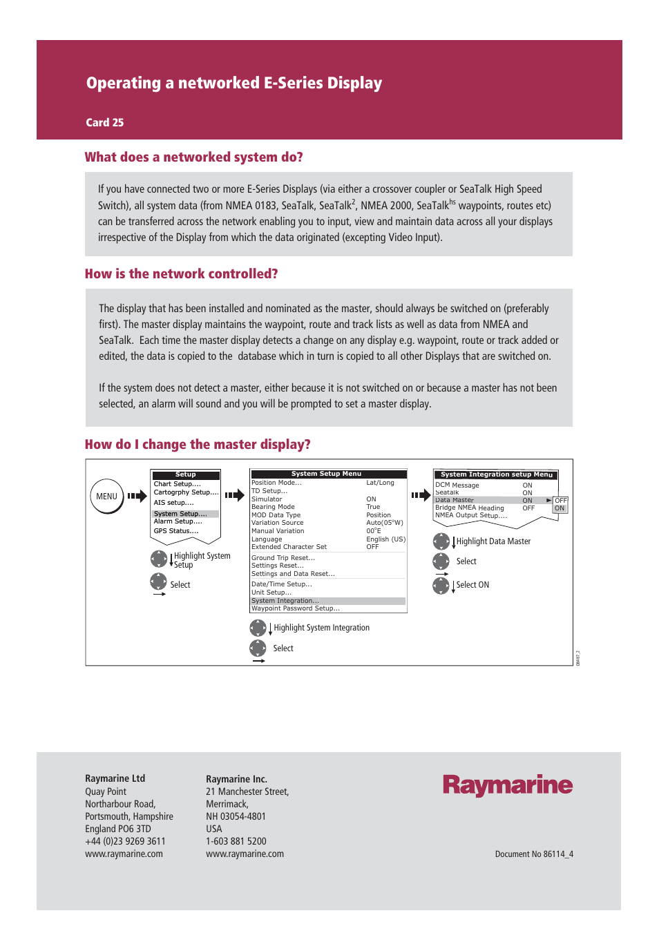 Operating a networked e-series display, What does a networked system do, Nmea 2000, seatalk | Card 25 | Raymarine Marine RADAR User Manual | Page 26 / 26