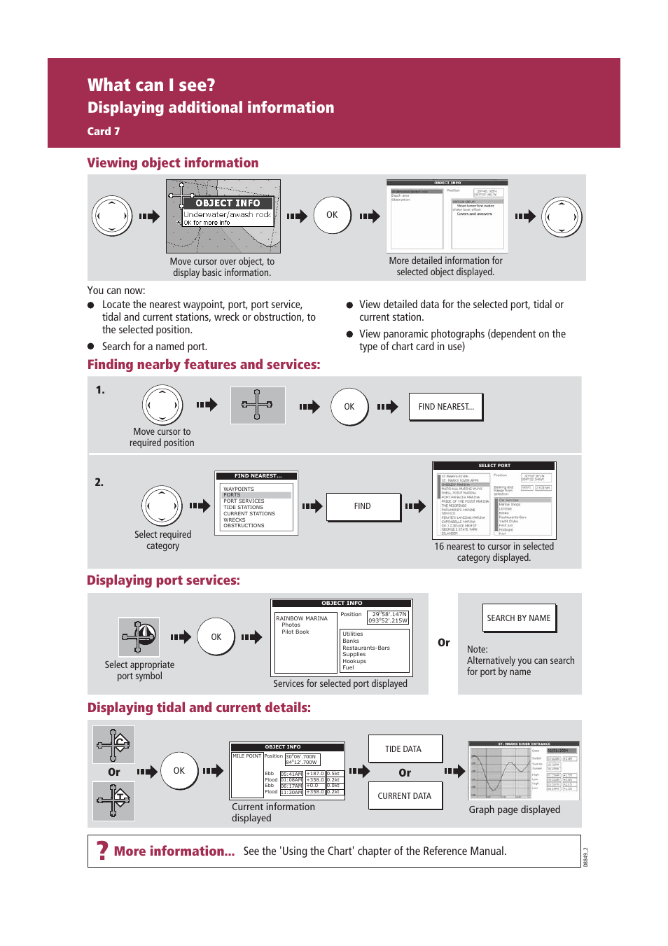 What can i see, Displaying additional information, Viewing object information | More information, Card 7 | Raymarine Marine RADAR User Manual | Page 8 / 26