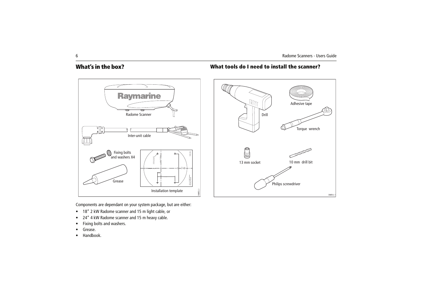 Center line of radome, What’s in the box | Raymarine Radome Scanners User Manual | Page 10 / 36