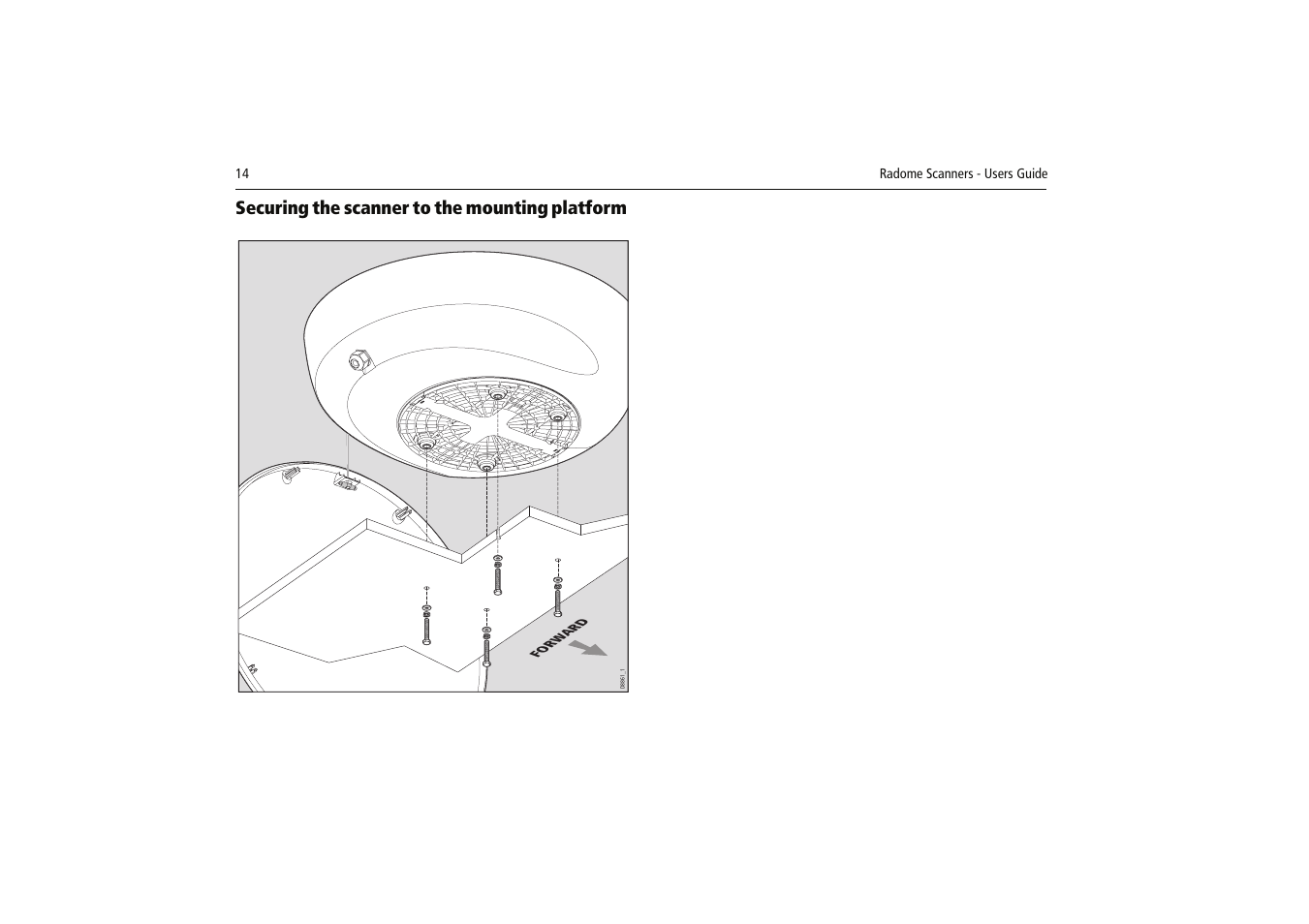 Securing the scanner to the mounting platform | Raymarine Radome Scanners User Manual | Page 18 / 36