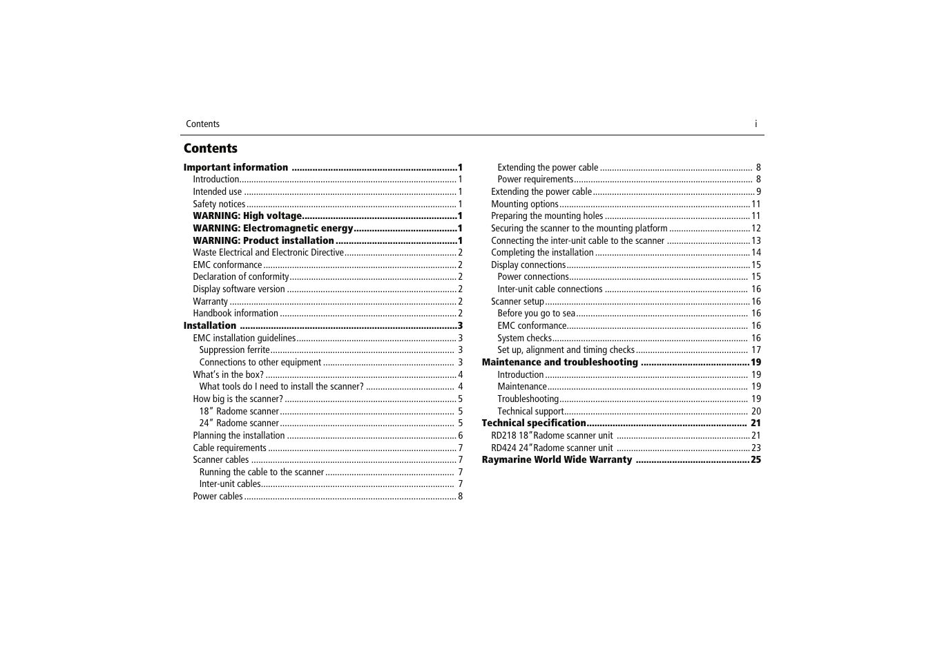 Raymarine Radome Scanners User Manual | Page 3 / 36