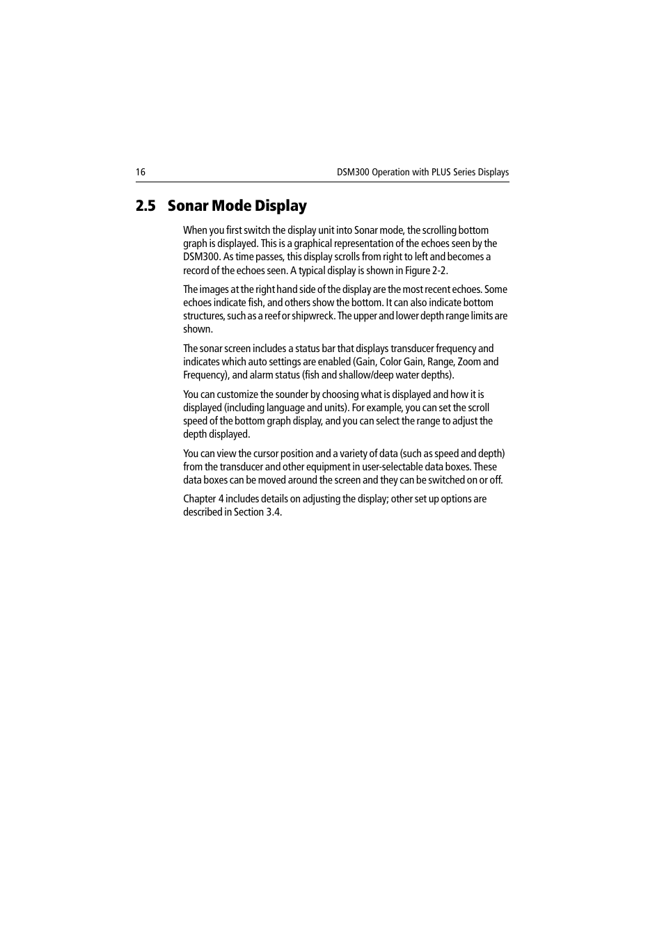 5 sonar mode display | Raymarine DSM300 User Manual | Page 16 / 82
