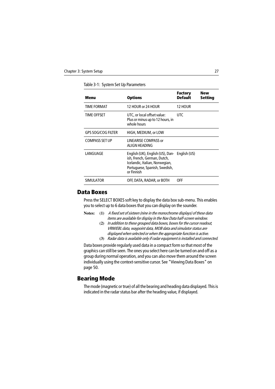 Data boxes, Bearing mode, Data boxes bearing mode | Raymarine DSM300 User Manual | Page 27 / 82