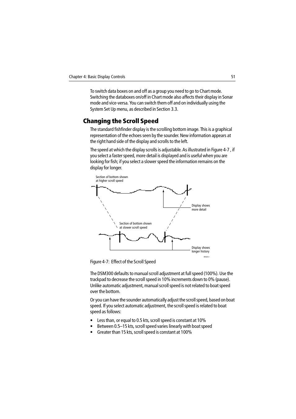 Changing the scroll speed | Raymarine DSM300 User Manual | Page 51 / 82