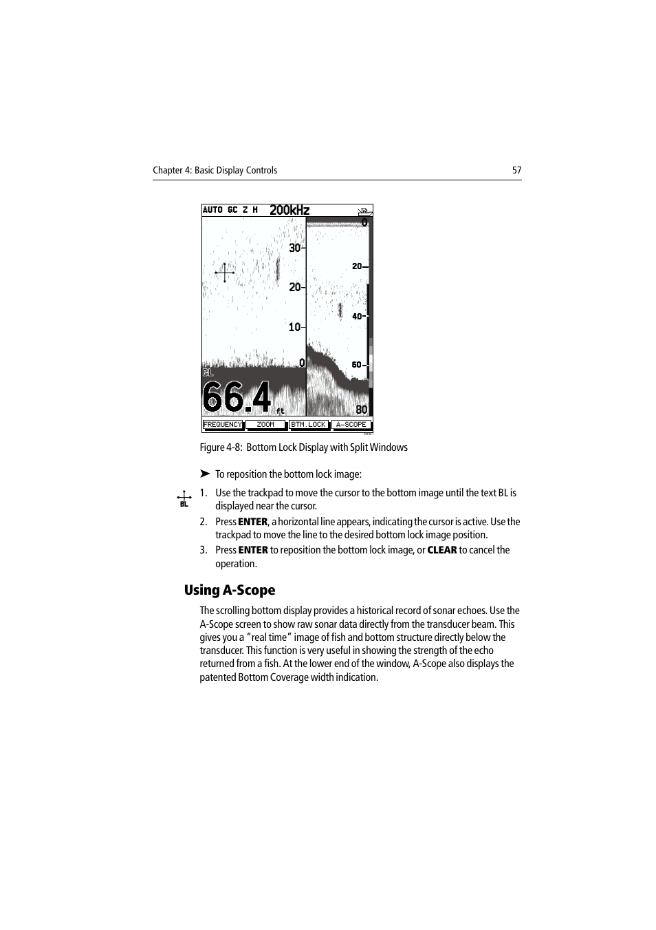 Using a-scope, 200khz | Raymarine DSM300 User Manual | Page 57 / 82