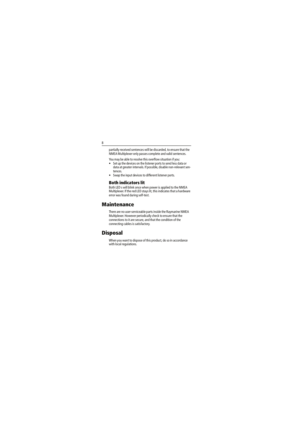 Maintenance, Disposal | Raymarine NMEA Multiplexer User Manual | Page 14 / 16