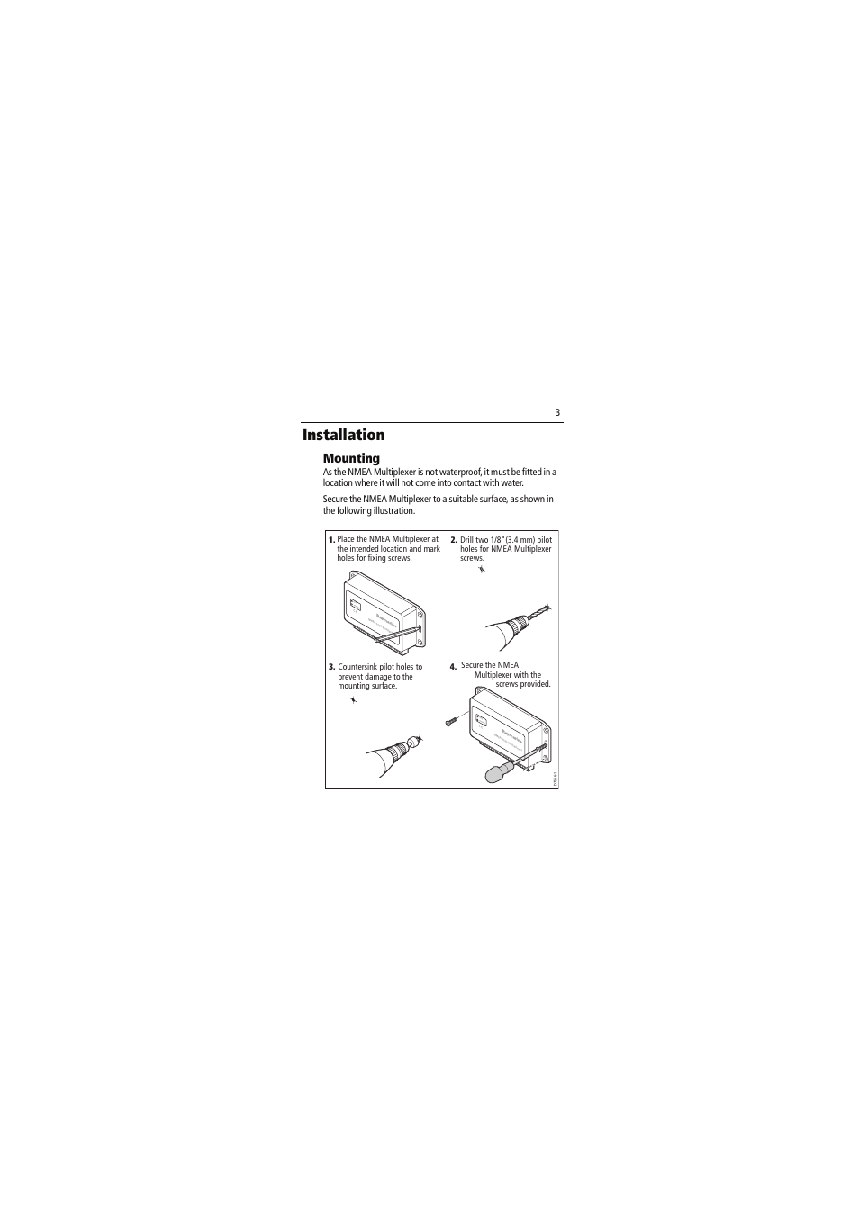 Installation, Mounting, Data overflow | Raymarine NMEA Multiplexer User Manual | Page 9 / 16