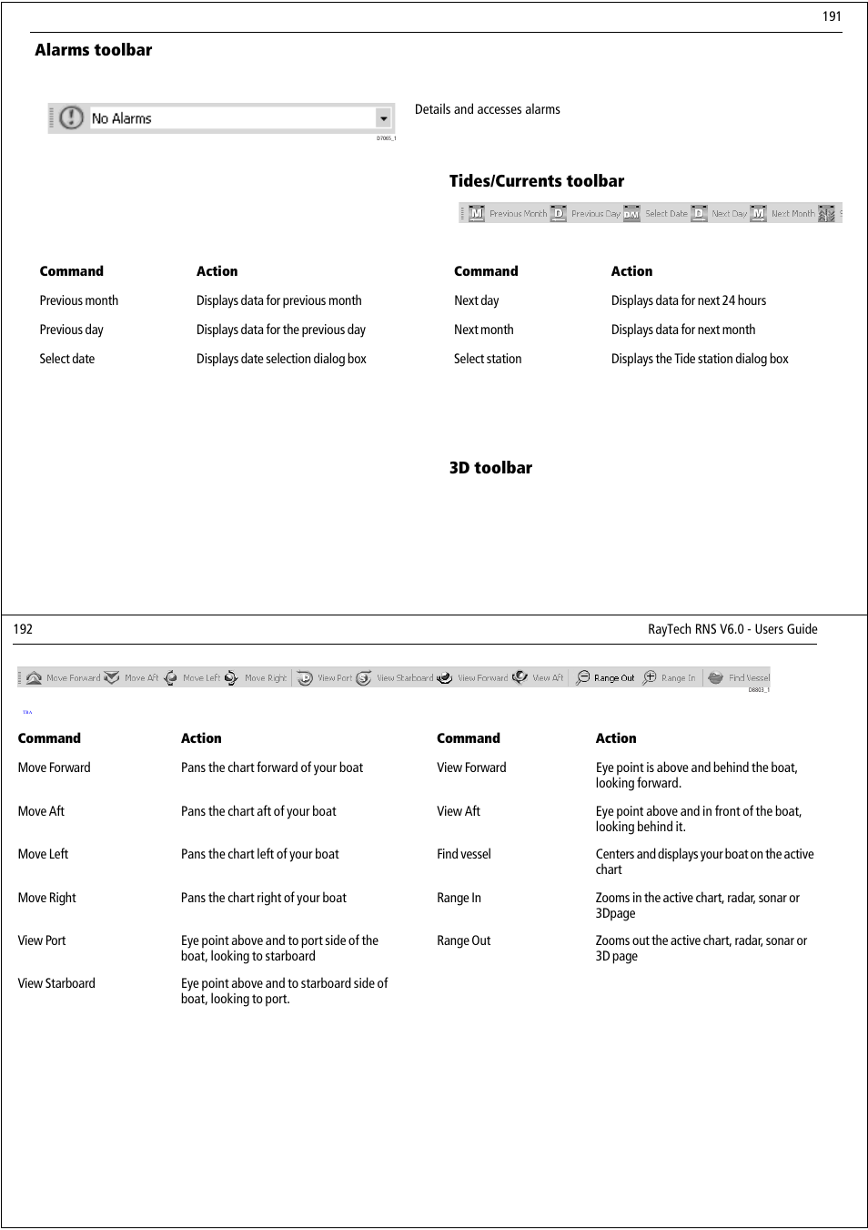 Alarms toolbar tides/currents toolbar 3d toolbar | Raymarine Pathfinder User Manual | Page 101 / 111