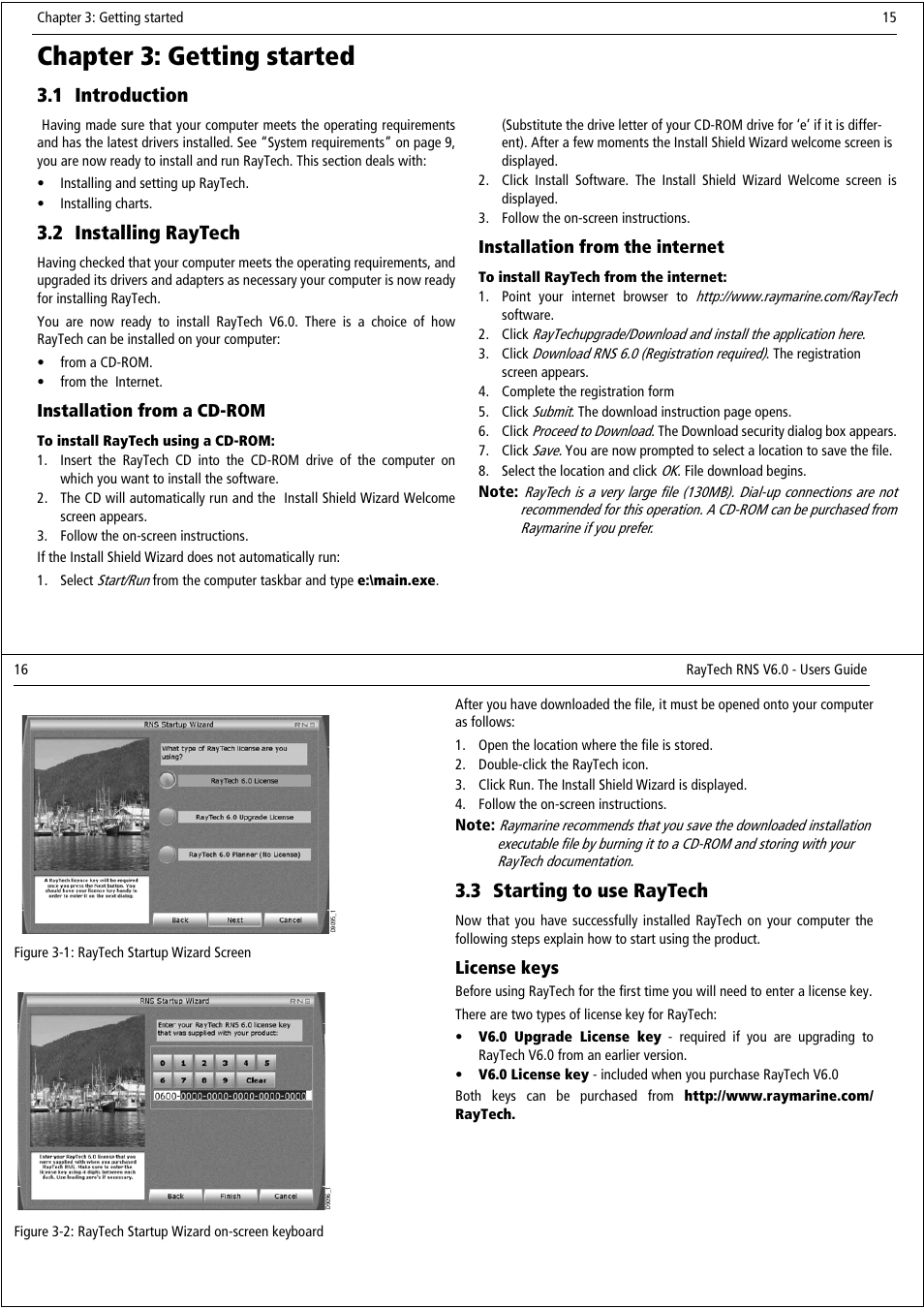 Chapter 3: getting started, 1 introduction, 2 installing raytech | 3 starting to use raytech | Raymarine Pathfinder User Manual | Page 13 / 111