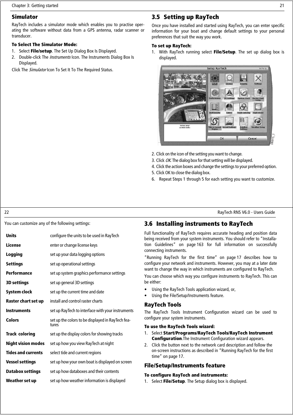 5 setting up raytech, 6 installing instruments to raytech | Raymarine Pathfinder User Manual | Page 16 / 111