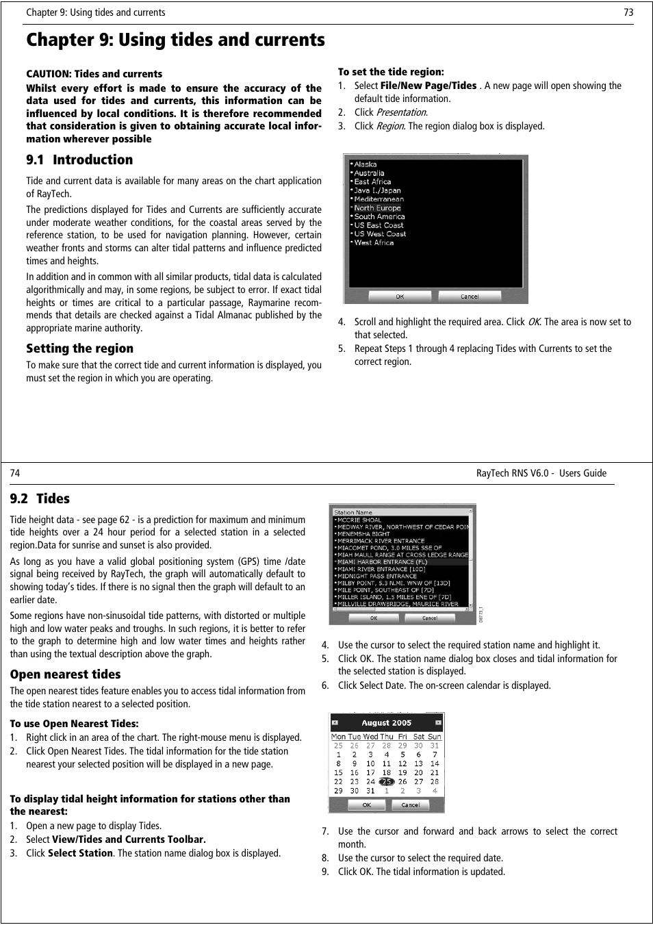 Chapter 9: using tides and currents, 1 introduction, 2 tides | Raymarine Pathfinder User Manual | Page 42 / 111