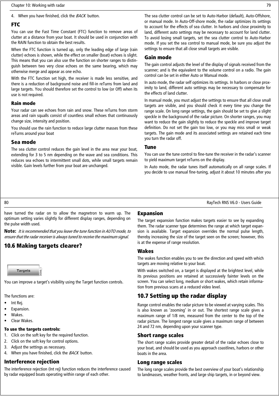 6 making targets clearer, 7 setting up the radar display | Raymarine Pathfinder User Manual | Page 45 / 111