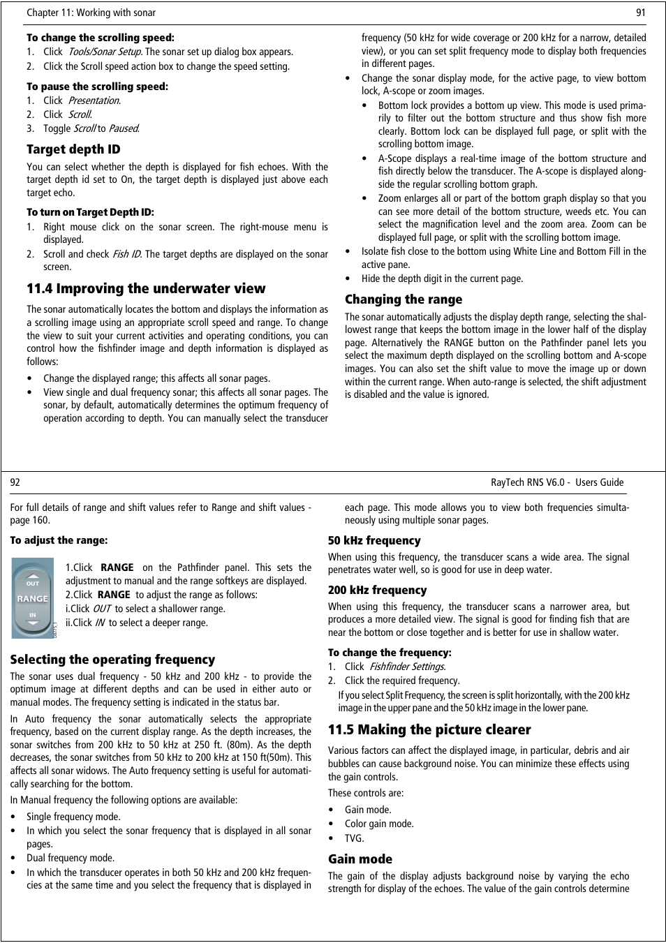 4 improving the underwater view, 5 making the picture clearer | Raymarine Pathfinder User Manual | Page 51 / 111