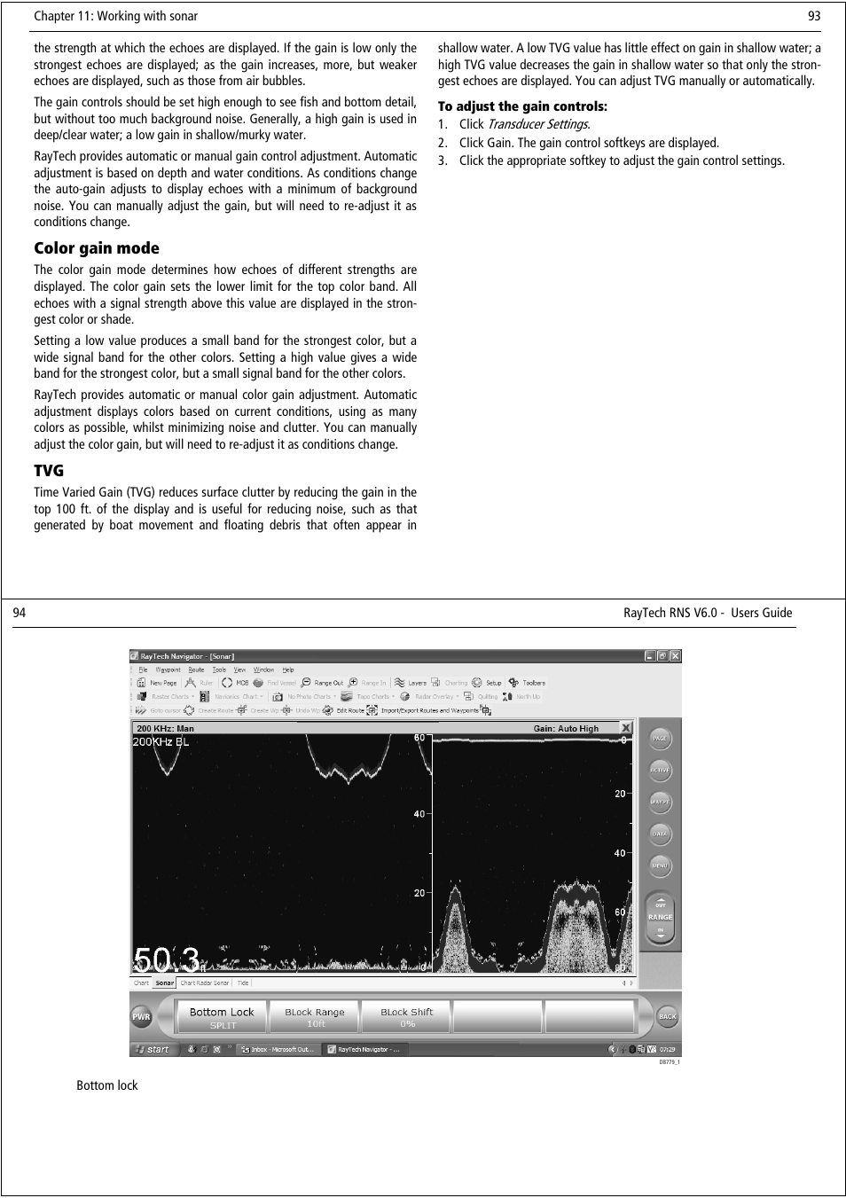 Color gain mode | Raymarine Pathfinder User Manual | Page 52 / 111
