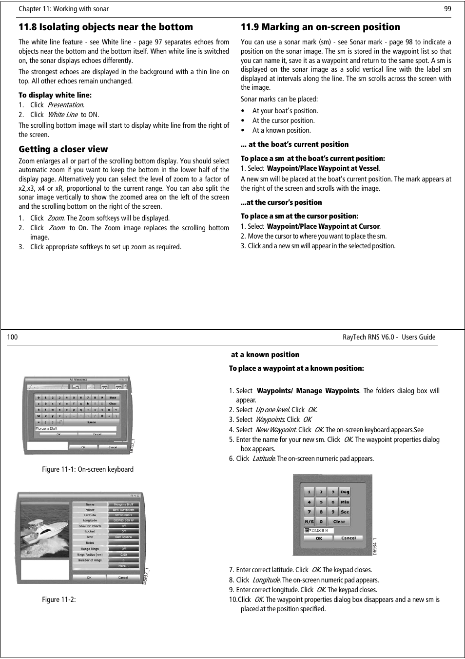 8 isolating objects near the bottom, 9 marking an on-screen position | Raymarine Pathfinder User Manual | Page 55 / 111