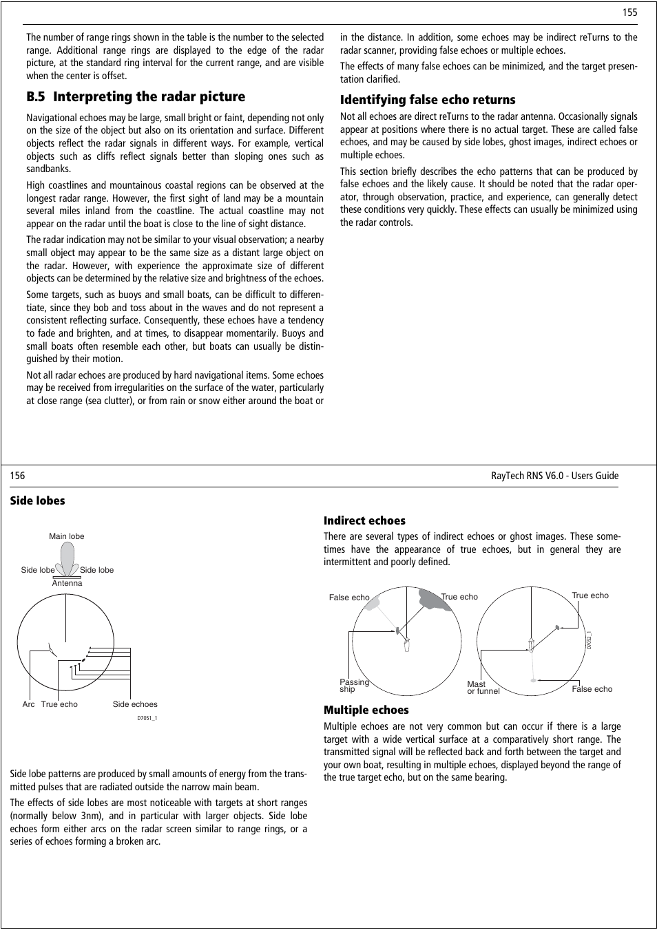 B.5 interpreting the radar picture, Identifying false echo returns | Raymarine Pathfinder User Manual | Page 83 / 111