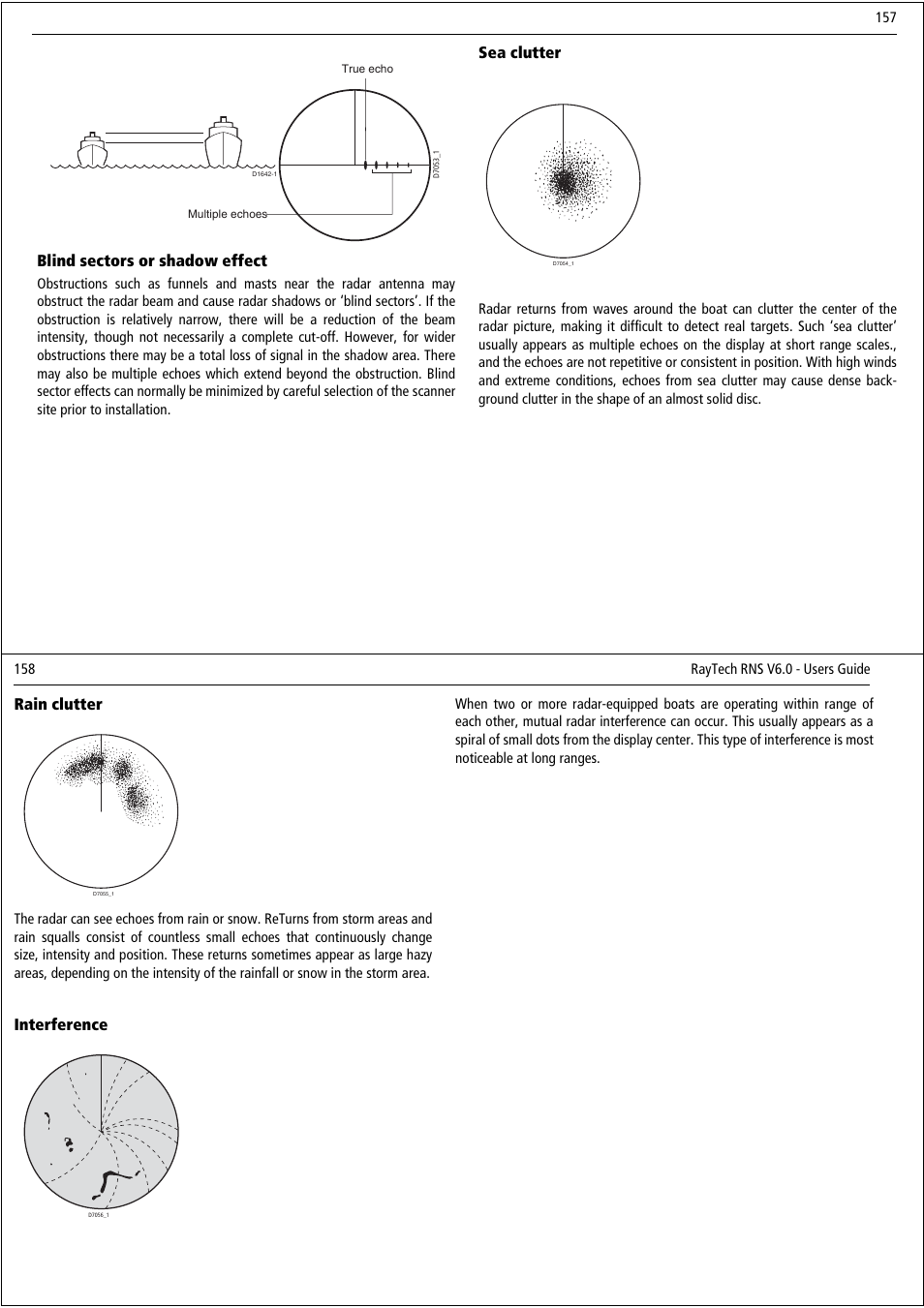 Blind sectors or shadow effect, Sea clutter, Rain clutter | Interference | Raymarine Pathfinder User Manual | Page 84 / 111
