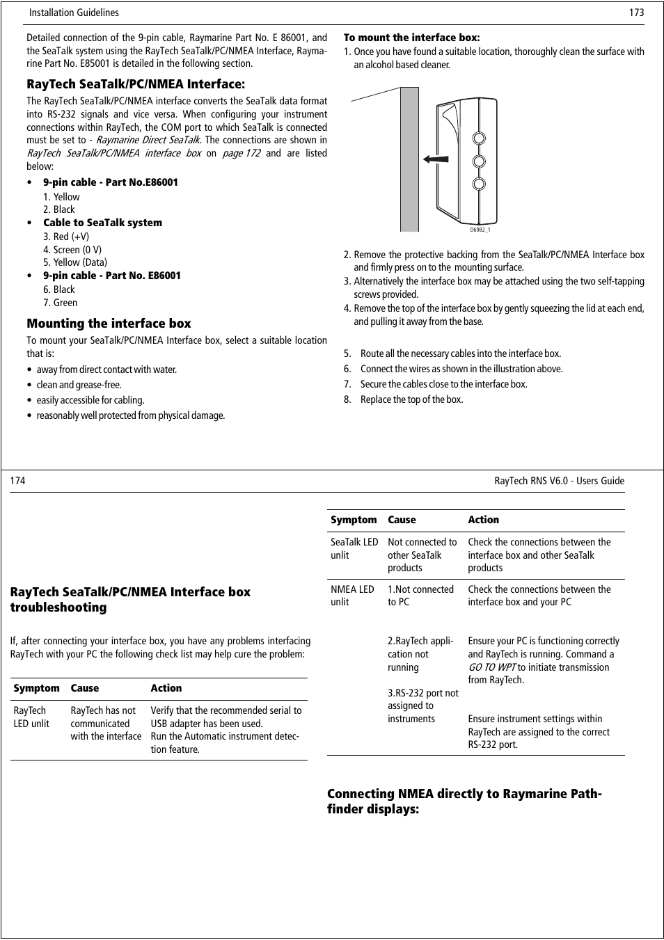 Raytech seatalk/pc/nmea interface, Mounting the interface box | Raymarine Pathfinder User Manual | Page 92 / 111