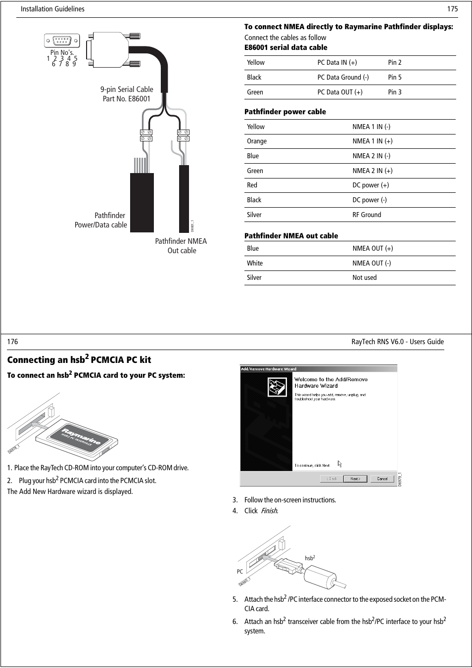 Connecting an hsb, Pcmcia pc kit | Raymarine Pathfinder User Manual | Page 93 / 111