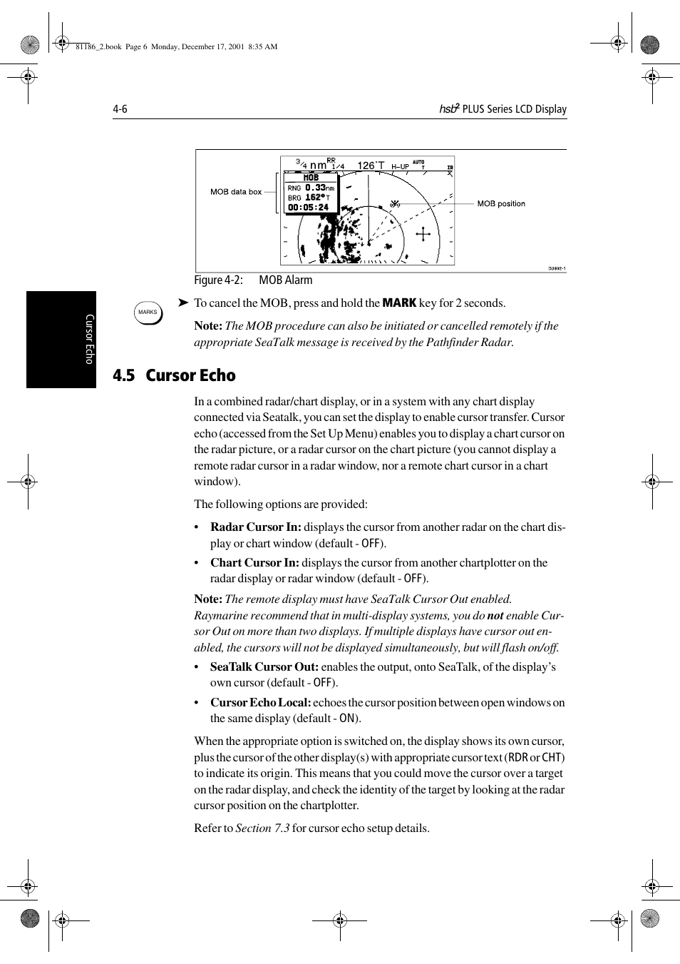 5 cursor echo, Ee section 4.5 | Raymarine Pathfinder Radar User Manual | Page 100 / 244