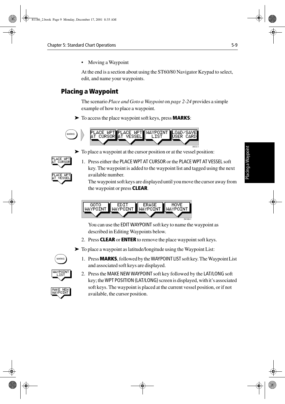 Placing a waypoint | Raymarine Pathfinder Radar User Manual | Page 109 / 244