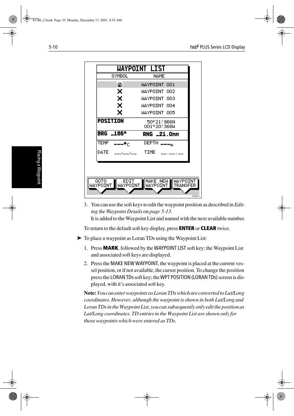 Waypoint list | Raymarine Pathfinder Radar User Manual | Page 110 / 244