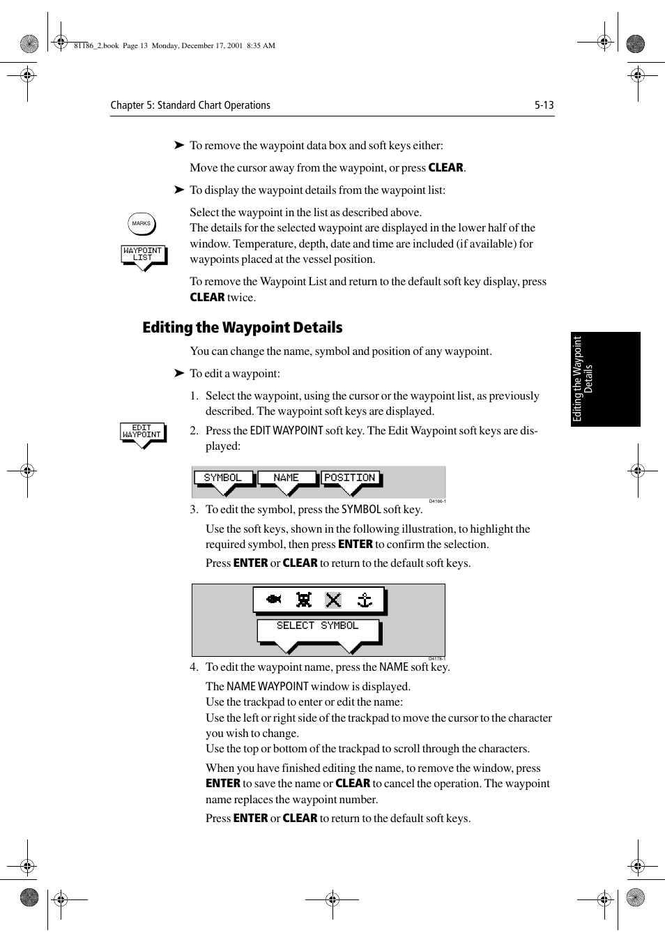 Editing the waypoint details | Raymarine Pathfinder Radar User Manual | Page 113 / 244