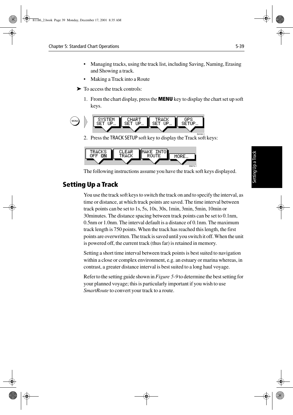 Setting up a track | Raymarine Pathfinder Radar User Manual | Page 139 / 244